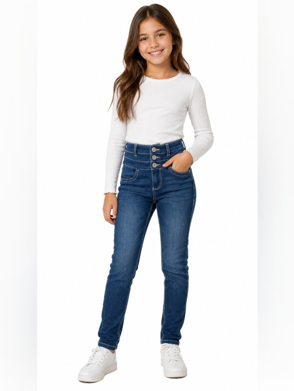 High-Rise Girls' Dark Blue Skinny Jeans